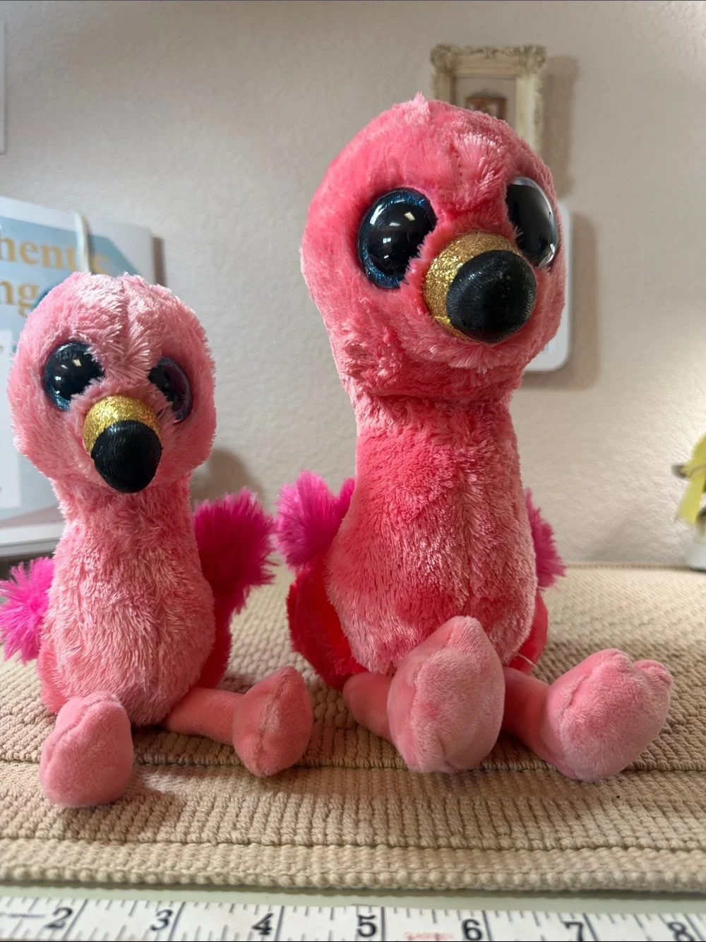 Ty Beanie Boos Gilda Pink Flamingo Plush Set of 2 Large & Small